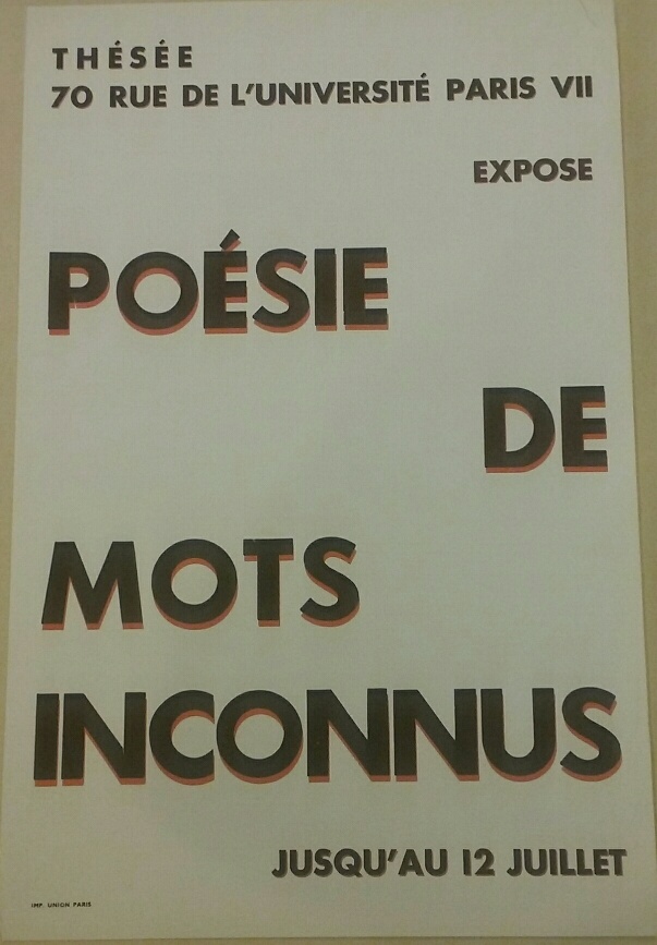 Gallery poster for 1949 exhibition of Iliazd's anthology Poesie de mots inconnu